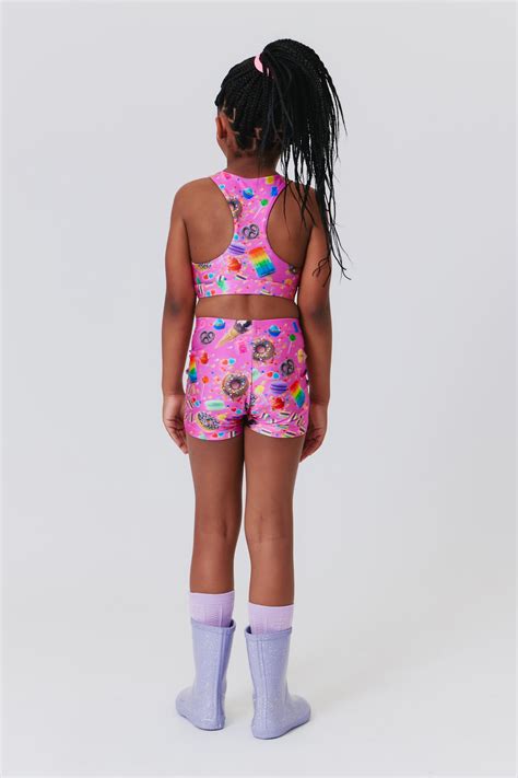Girls Booty Shorts in Pink Candy Spill – Terez.com