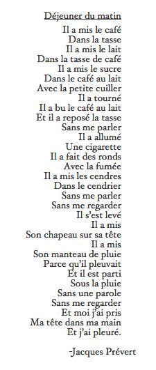 Dejeuner Du Matin Poeme Par Jacques Prevert Teaching French Poetry