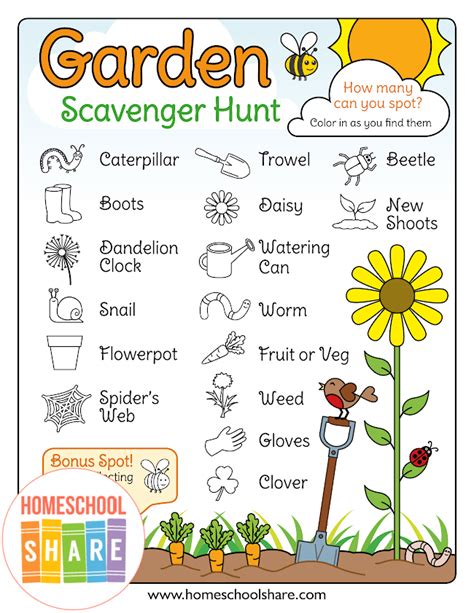 Garden Scavenger Hunt Printable