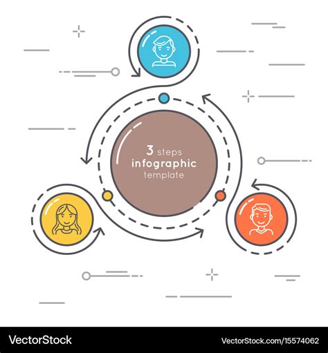 Flat Style 3 Steps Circle Infographic Template Vector Image