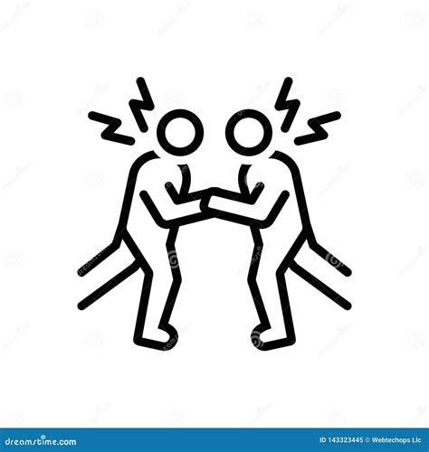 Black Line Icon For Enemies Foe And Fight Stock Illustration