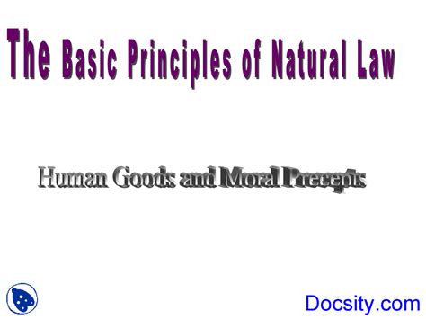 Basic Principles Of Natural Law Law Lecture Slides Docsity