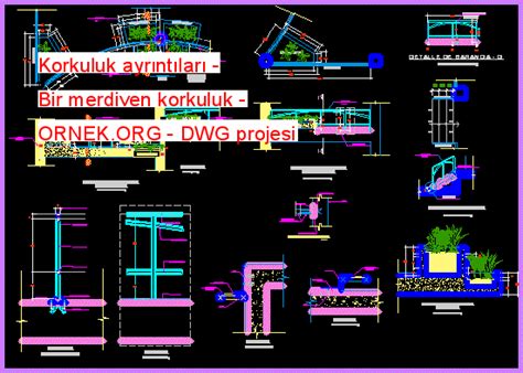 Merdiven sistem donatı detay çizimi dwg projesi Autocad Projeler