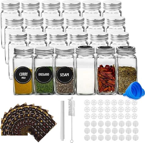 RUBY Kruidenpotjes Vierkant Glas Spice Jars Set Kruidenpotjes Kork 24