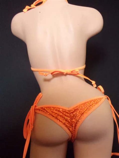 Bright Orange Sequin Scrunch Butt Bikini UltraVixen Dancewear