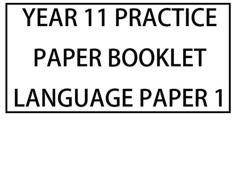 Aqa Language Paper Practice Paper Booklet Teaching Resources