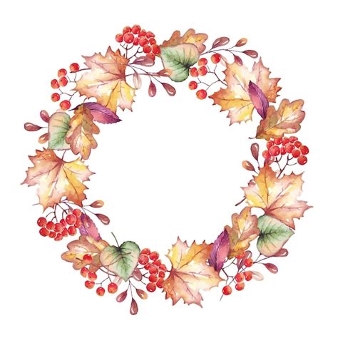 Premium Vector | Fall leaves wreath