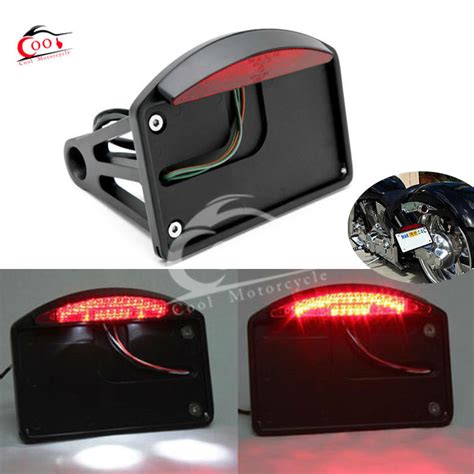 Motorcycle Aluminum Back Axle Side Mount License Plate Holder LED Tail