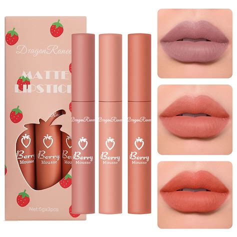 3 Piece Nude Matte Lipstick Set Natural Nude Lipstick Velvet Air