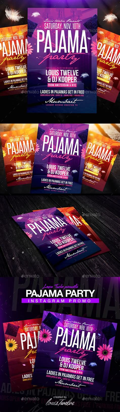 Pajama Party Flyer Instagram Promo Party Flyer Flyer Template