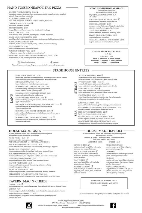 Menu | Somerset, NJ Stage House Tavern