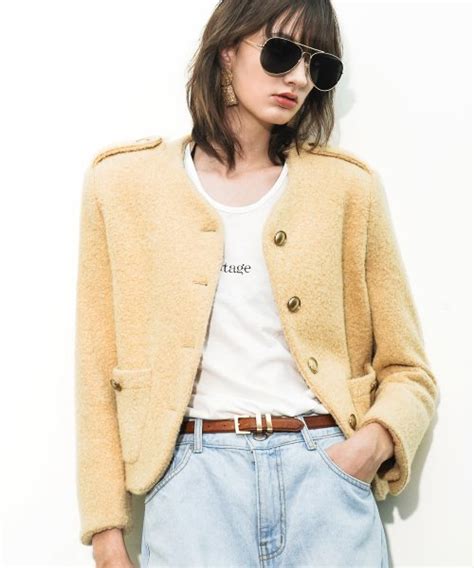 Musinsa Untage Wool Blend Boucl Tweed Jacket Yellow Woman Uto Fb