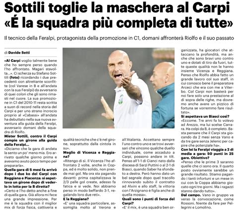 Carpi Fc Resto Del Carlino Sottili Toglie La Maschera Ai