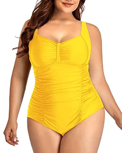 Womens Backless Push Up Plus Size Swimsuit Neon Yellow Daci