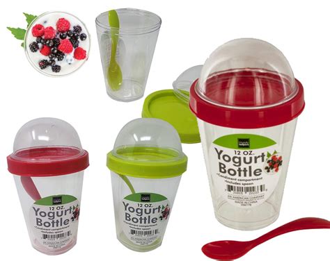 Buy Yogurt Cup Reusable 12 Oz With Lid Top Compartment And Spoon