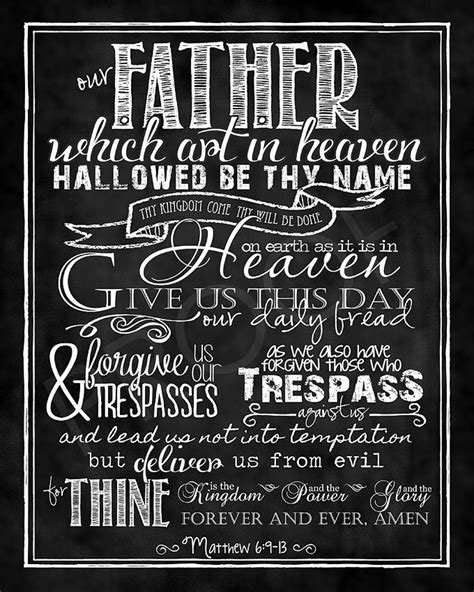 Scripture Art Matthew Chalkboard Print The Lord S Prayer