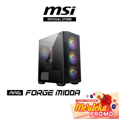 Msi Desktop Casing Mag Forge M100a Matx 4 X 120mm Argb Fan 1 Year Warranty Lazada