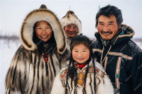 Premium Photo | Inuit family in traditional attire Alaska