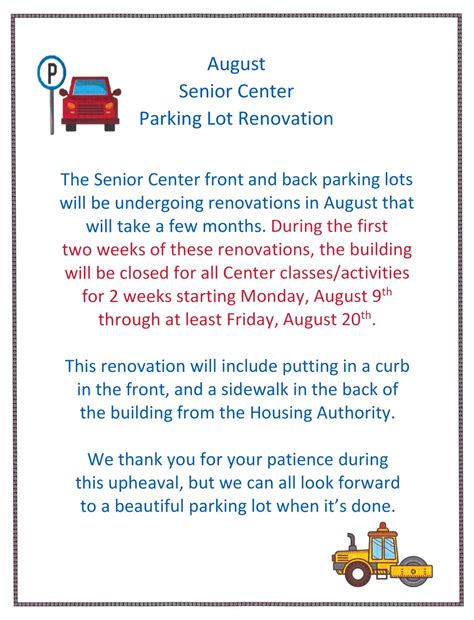 OUR PARKING LOT IS GETTING... - Chelmsford Senior Center | Facebook
