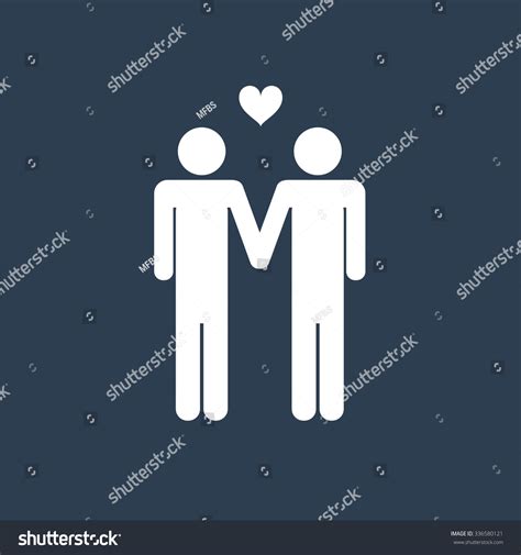 Two Male Stick Figures Holding Hands Icon Gay Theme Homosexuals