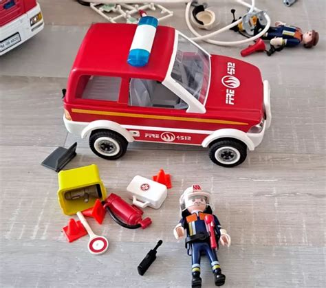 PLAYMOBIL POMPIER CASERNE Voiture Camion Echelle 4914 4822 4820 4819 X2