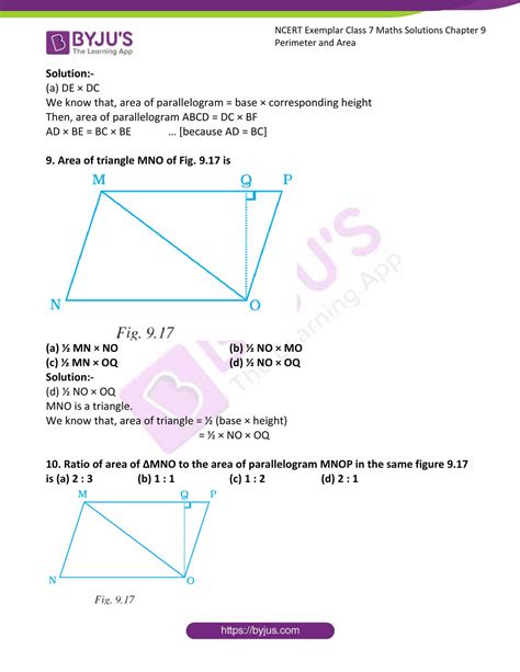 Ncert Exemplar Solutions For Class Maths Chapter Perimeter And Area