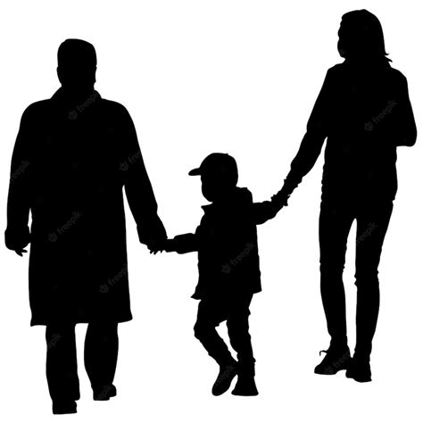 Premium Vector | Black silhouettes family on white background vector illustration