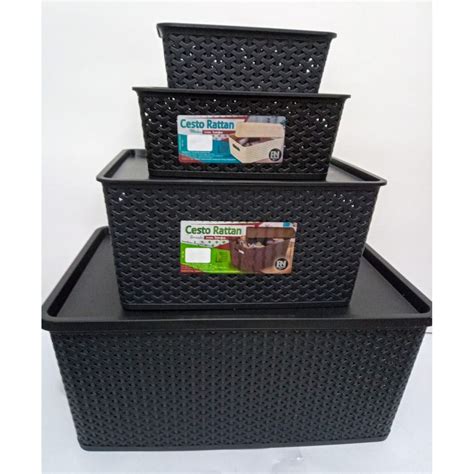 Kit Caixas Organizadoras Rattan Preta Ou Colorida Shopee Brasil