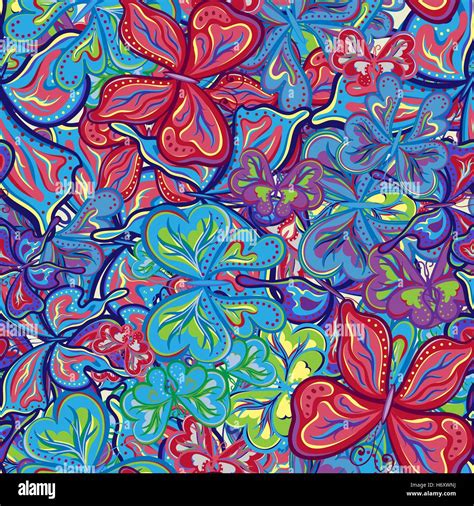 Seamless Vector Pattern With Butterflies For Textile Fabric Or