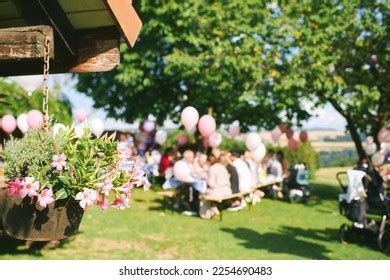 Blurred Background Summer Garden Party Rural Stock Photo