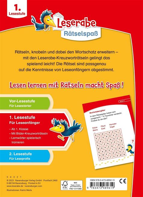 Ravensburger Leserabe Rätselspaß Kreuzworträtsel zum Lesenlernen 1