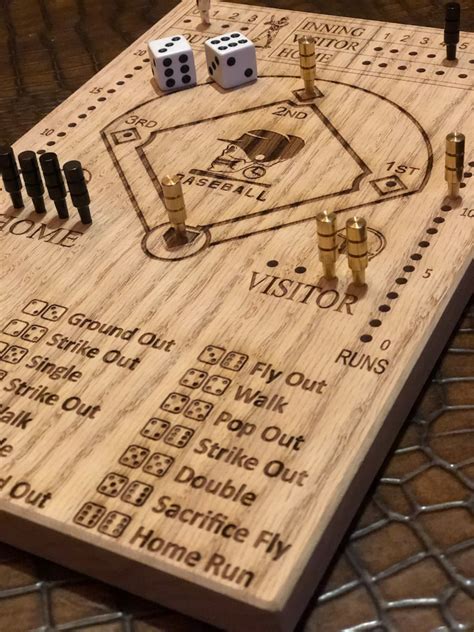 Dice Baseball Game Board Engraved Playing Baseball Board For Etsy