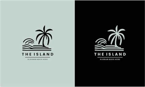 Premium Vector Sea Wave Palm Tree Line Art Logo Minimalist Vector