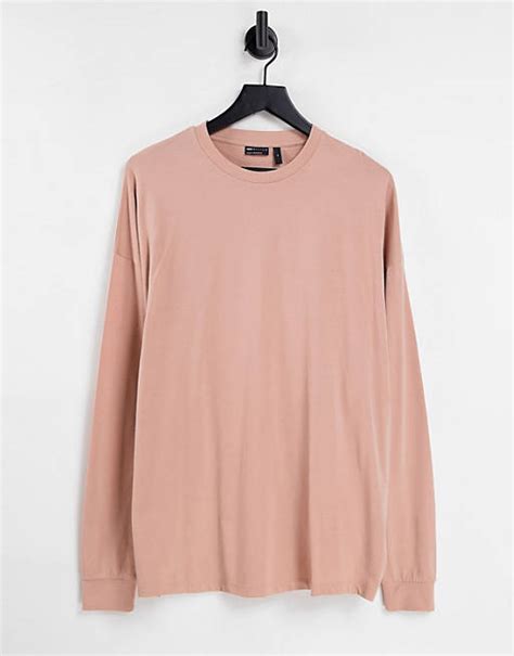 Asos Design Langärmliges Oversize Shirt In Hellbraun Camel Asos