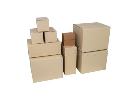 Cardboard Boxes In Different Sizes Stacked Boxes Isolated On White