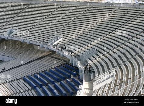 Athens Olympic Stadium Detail Seats Tiers And Broadcasting Camera Stock