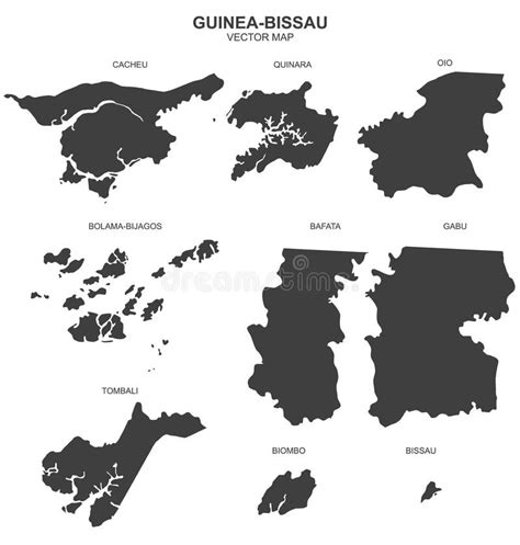 Political Map Of Guinea Bissau Isolated On Transparent Background Stock