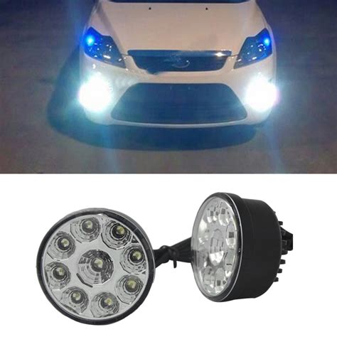 X Super Bright White Led Head Front Round Fog Light For All Car Drl