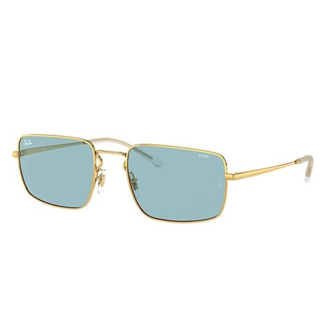 Ray Ban Rb3669 Low Bridge Fit Shiny Gold Blue Lenses Rb3669f Blackskinny