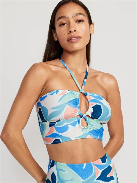 Cropped Cutout Halter Longline Bikini Swim Top For Women Old Navy