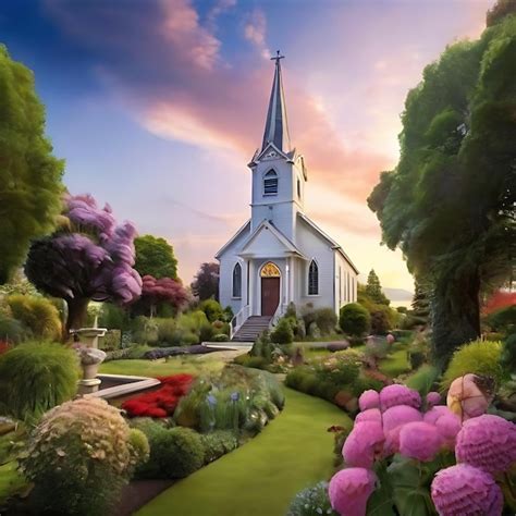 Premium Photo | Baptist church and a beautiful garden around generated ...