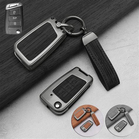 Zinc Alloy Leather Car Key Fob Case Cover Bag For Vw Golf Mk Tiguan