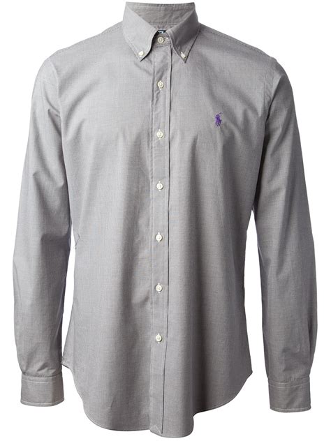 Polo Ralph Lauren Microcheck Button Down Shirt In Gray For Men Lyst