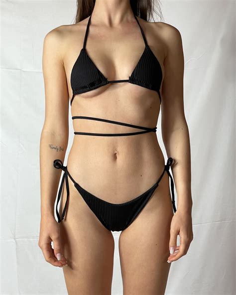 Bikini Triangolo E Slip Con Lacci Kate Costina Nero Matin E