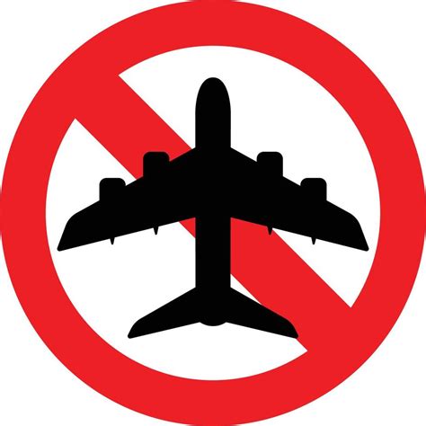 No Fly Zone Plane Red Restricted Sign Symbol Icon On White