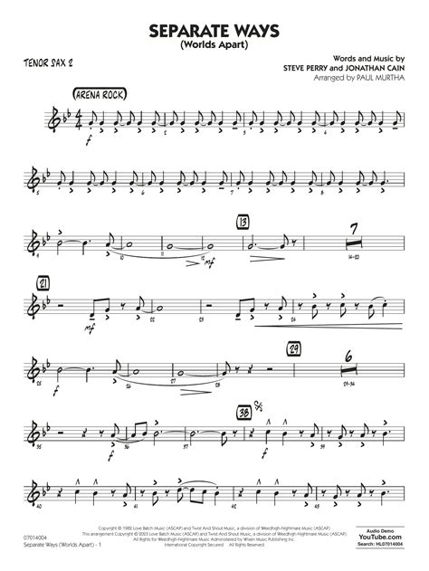 Separate Ways Worlds Apart Arr Paul Murtha Tenor Sax 2 By