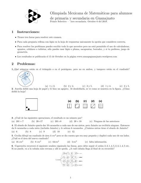 Pdf Olimpiada Mexicana De Matem Aticas Para Alumnos De El