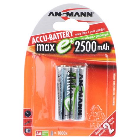 Ansmann Maxe Plus Akku Mignon Aa Ni Mh 1 2v 2500mah 2er Blister