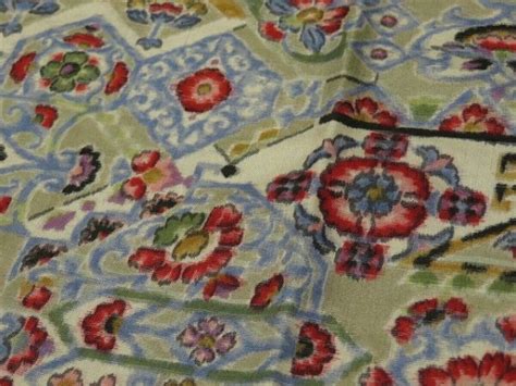 1T03z60 Vintage Japanese Kimono Silk MEISEN FABRIC Gray Flowers 61 4