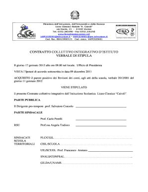 Compilabile Online CONTRATTO COLLETTIVO INTEGRATIVO DISTITUTO VERBALE